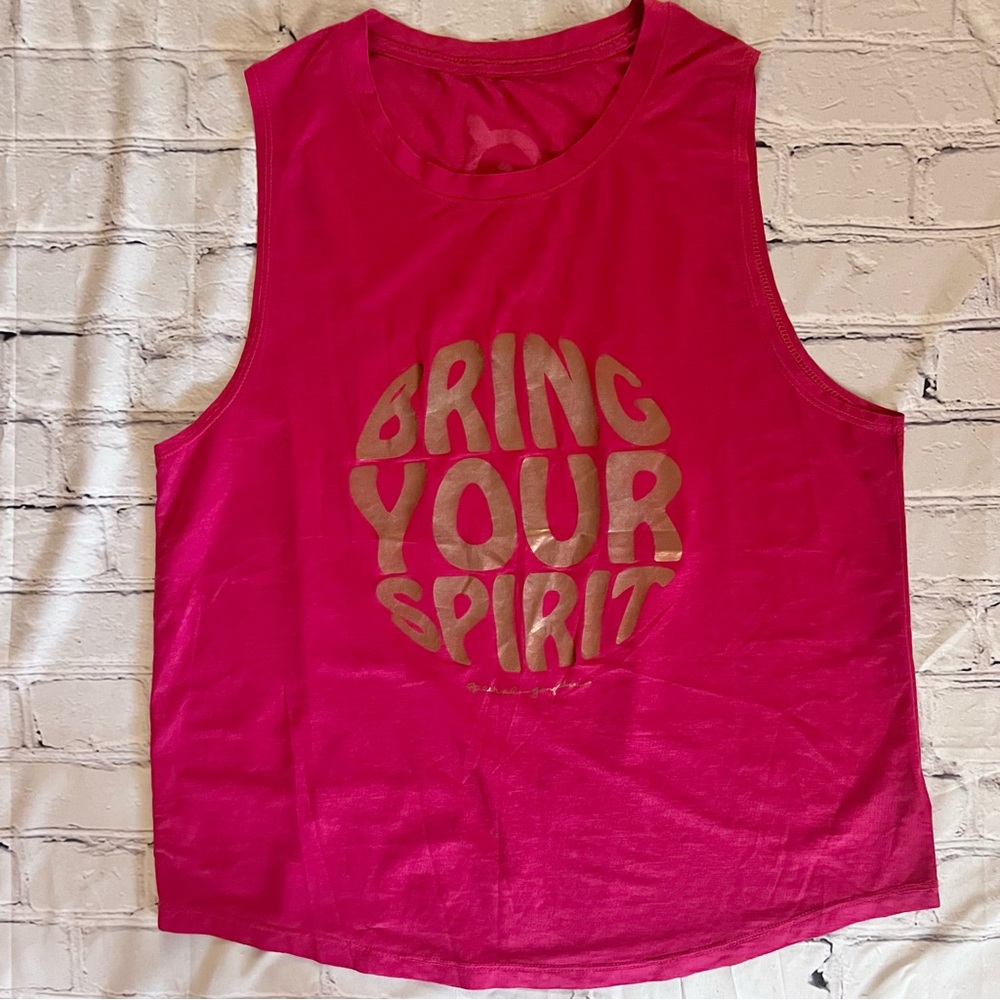 Spiritual Gangster x Peloton Muscle Tank Bring Your Spirit Size Large Berry Red